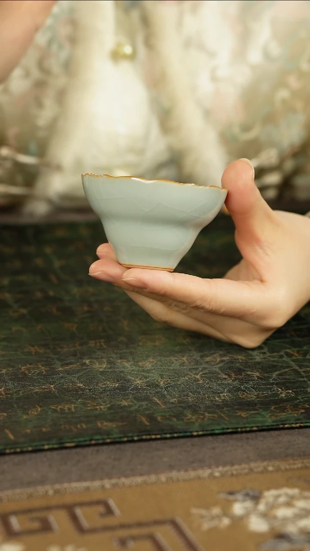 善窑厂汝窑天青小佛手杯