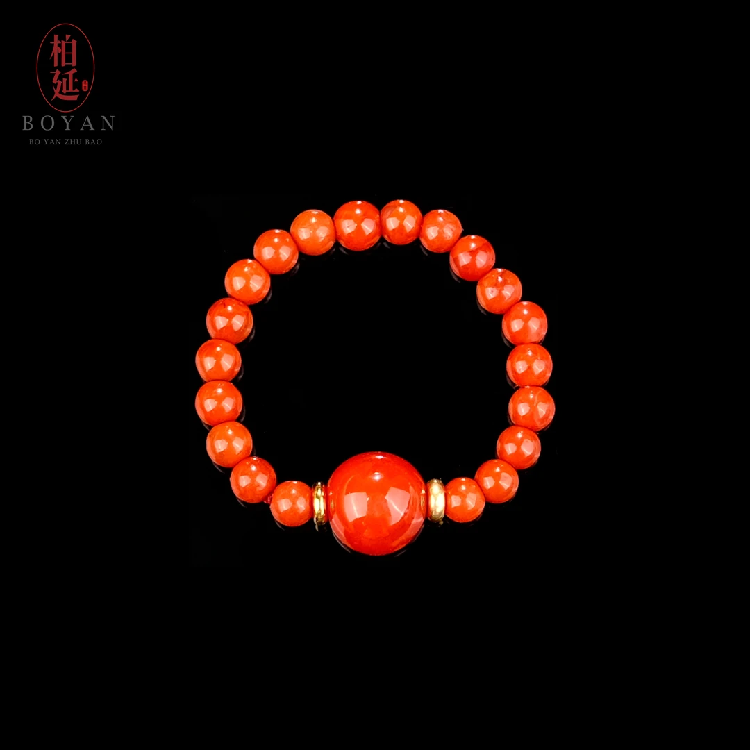 【柏延】天然南红戒指满色满肉手工女款时尚精美简约珠宝气质HT0615