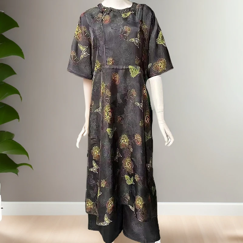 【云裳】新中式香云纱国风连衣裙8113