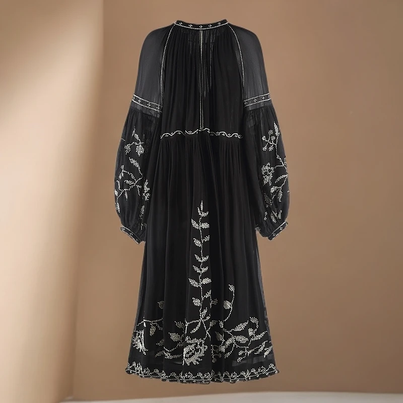 澳洲小众定位绣花连衣裙（长裙）APL-07温柔知性高定衣服