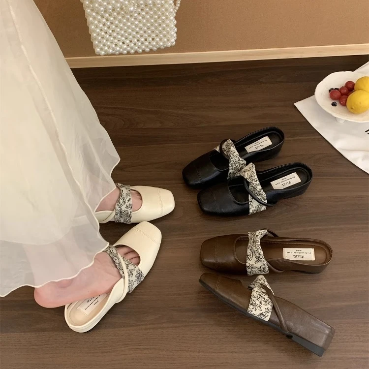 内增高包头半拖鞋女外穿新款春夏新款法式仙女厚底玛丽珍坡跟单鞋