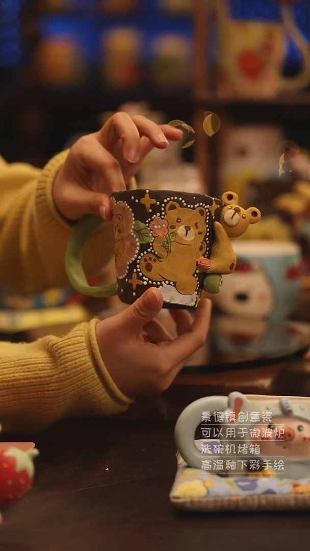 陶瓷景德镇可爱陶瓷釉下彩绘设计师款