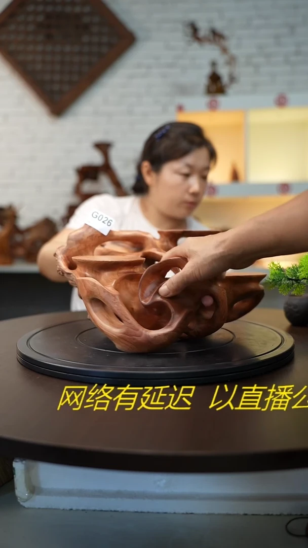 木木雕款好***俩云南金丝红木摆台