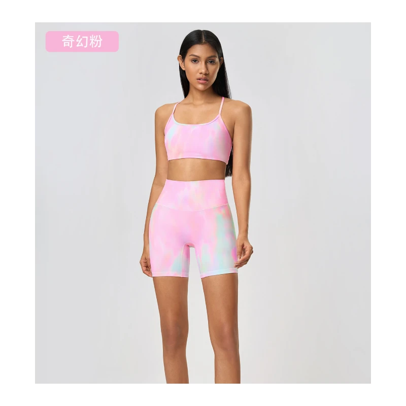 新款瑜伽短裤女裸感无尴尬线紧身运动三分裤夏季健身瑜伽服DK067