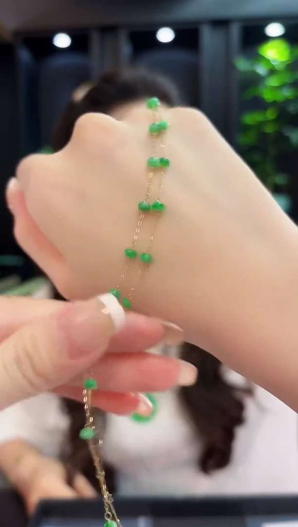 18K金镶嵌手链翡翠缅料A货/多样性发货/一件