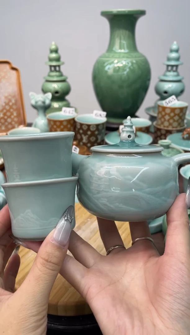 纯手工1壶2杯 特价福利 微瑕 慧仙青瓷