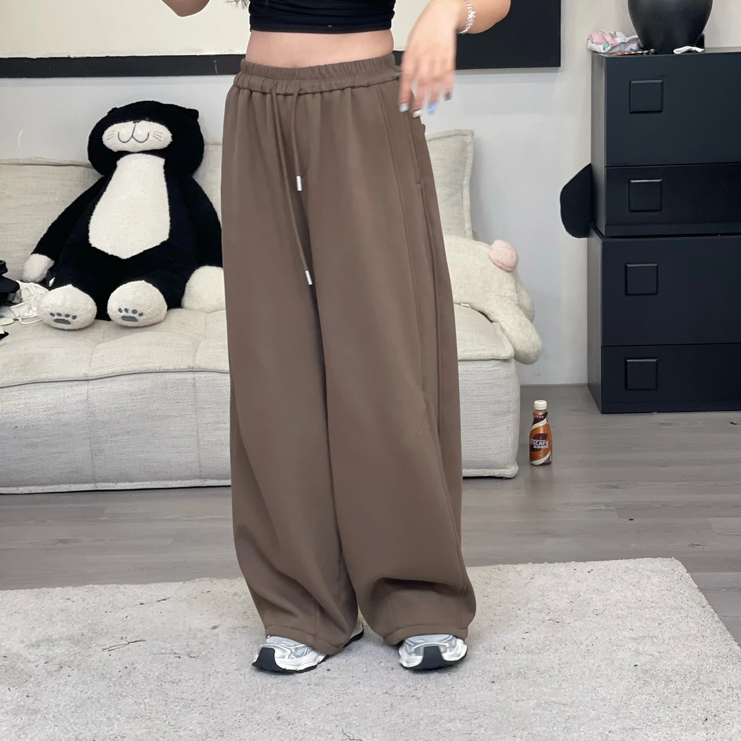 橘子罐头24新款加绒加厚直筒宽松显瘦百搭休闲ins垂感三色卫裤