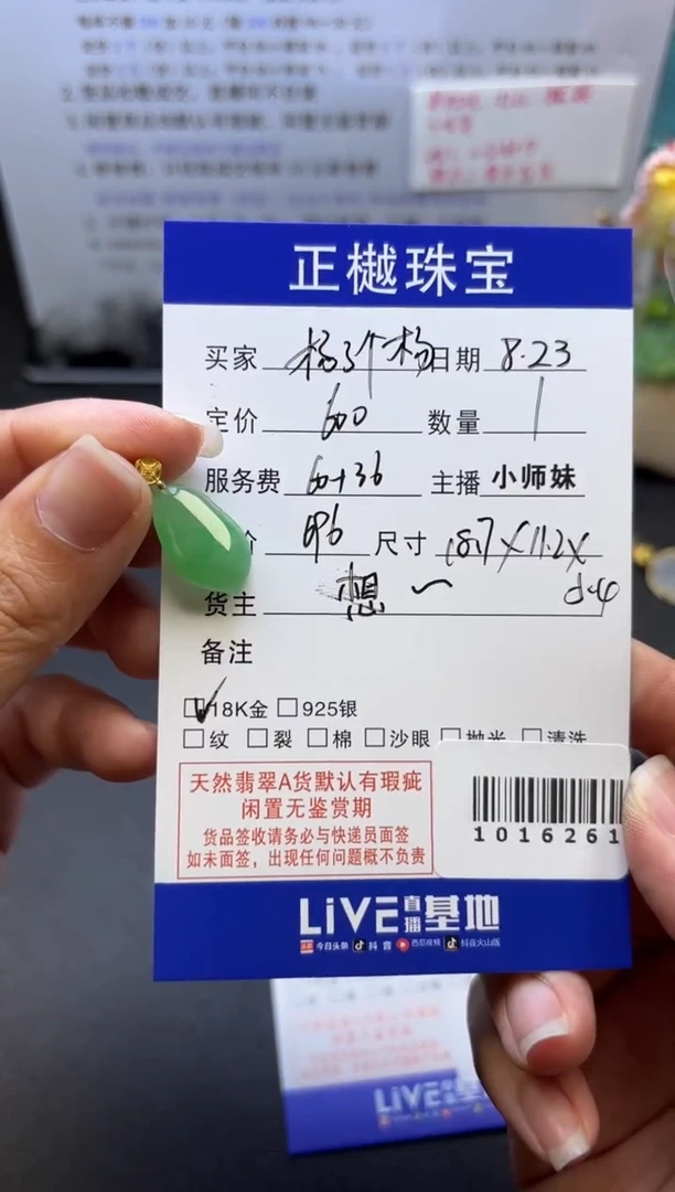 吊坠(不含链)18K金镶嵌翡翠杨**杨ZYZB-1016261