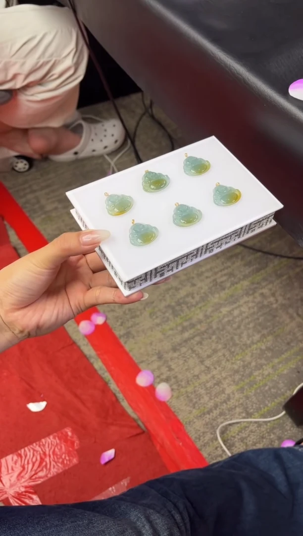 颈饰18K金镶嵌翡翠Z70多样性发一件/配绳子