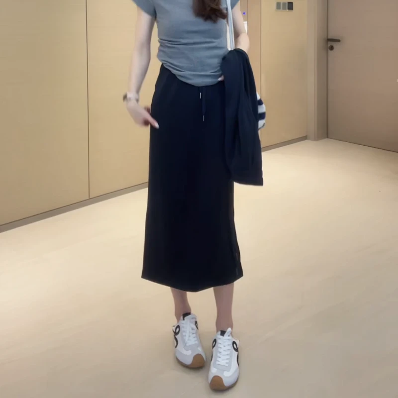 2025新款半身裙休闲运动百搭高腰显瘦开叉裙LK2501713