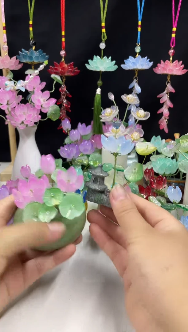 琉璃琉璃荷花小盆栽```````