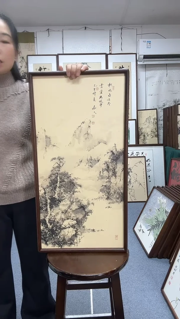 国画尺寸35*68实木画框京东包邮手绘