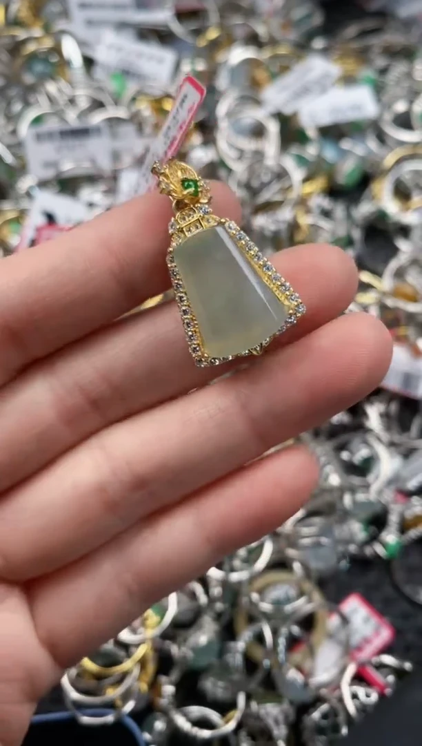 银S925镶嵌戒指翡翠10   6