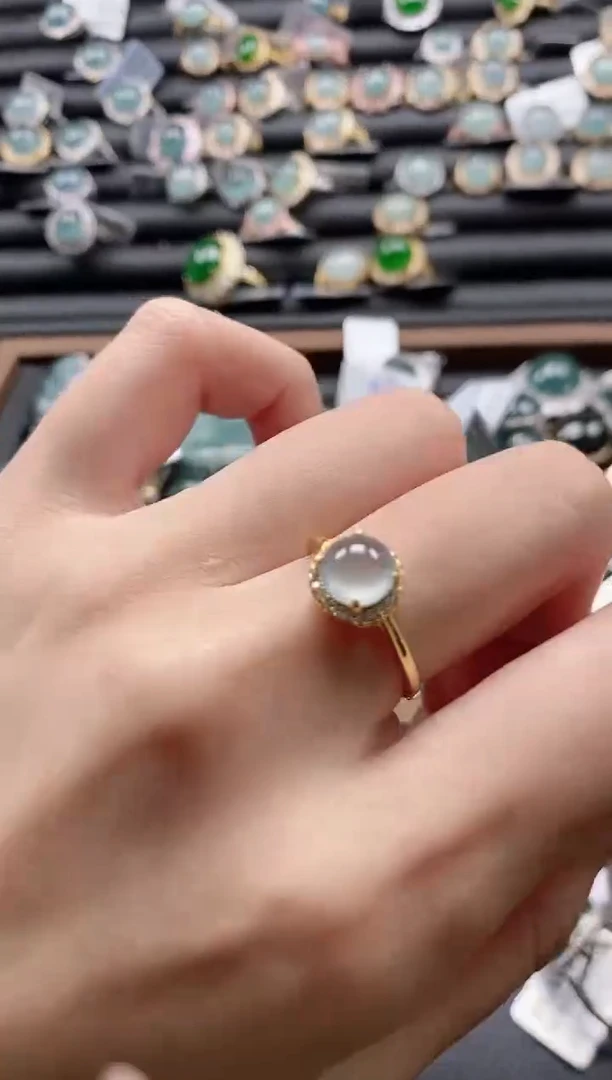 【闪购商品】翡翠戒指银S925镶嵌5151-10