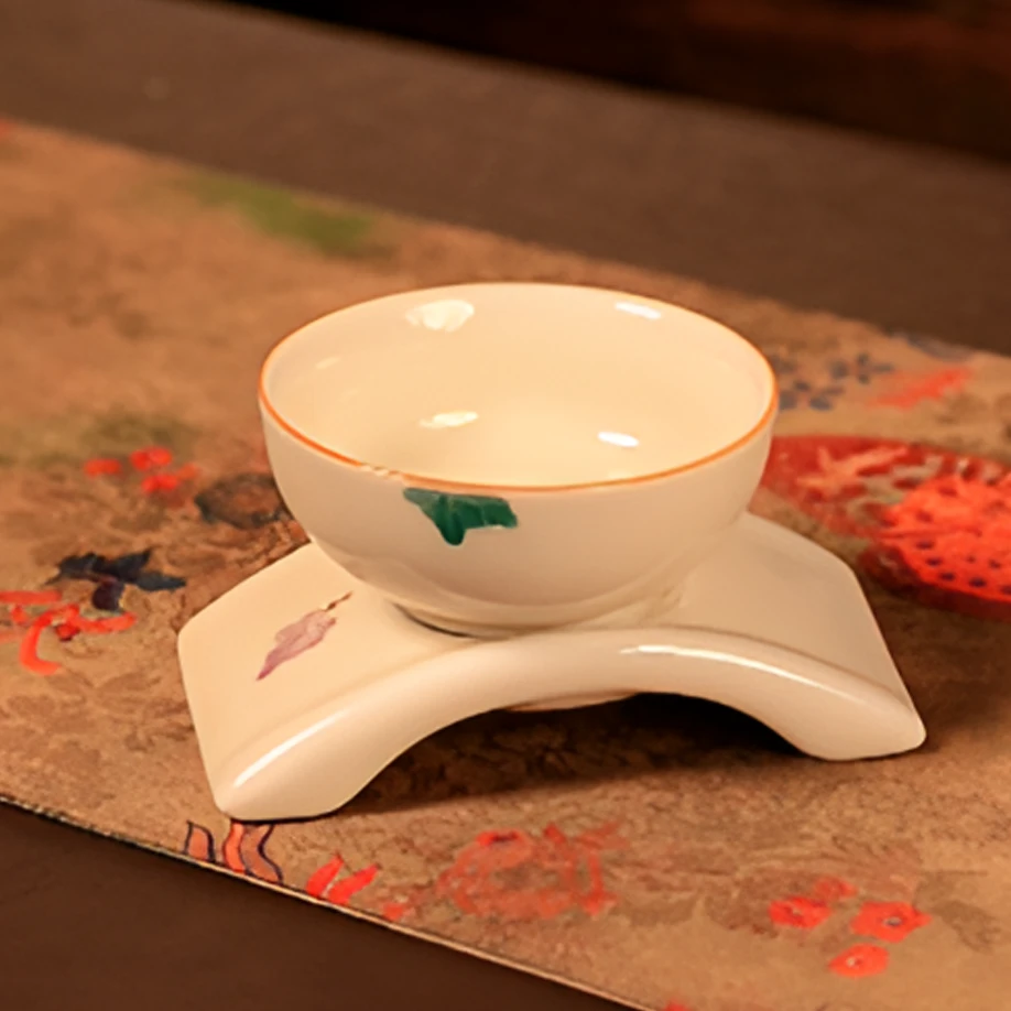 葡萄秘黄羊脂玉纯手绘釉下彩陶瓷茶具茶漏两件套