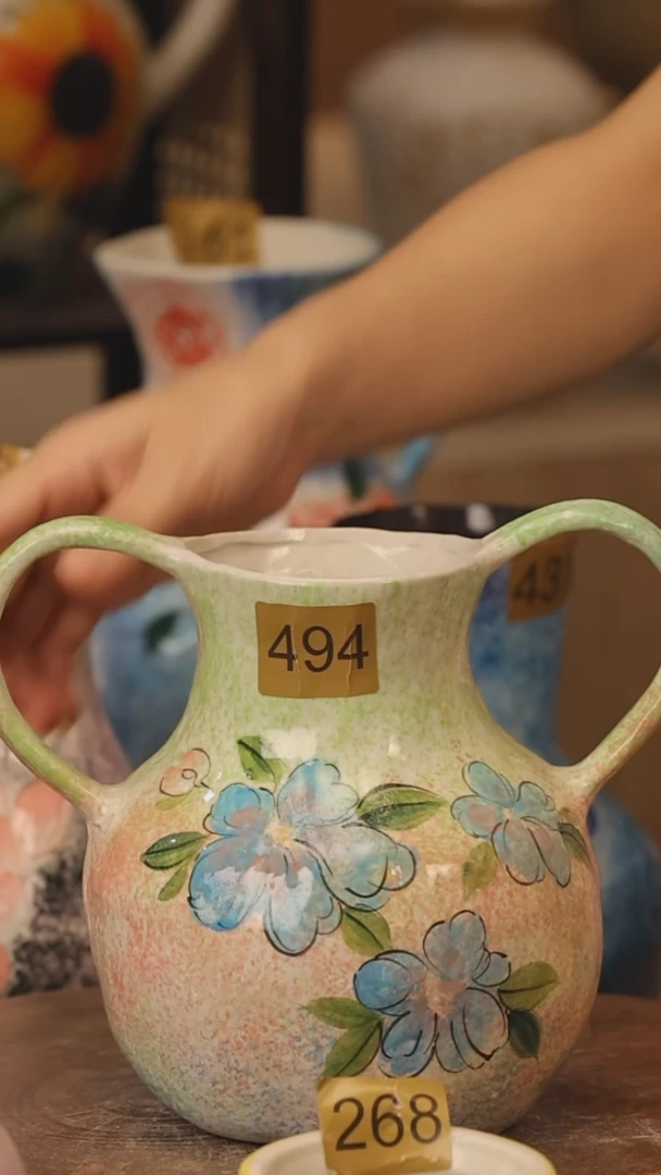 陶瓷494景德镇设计师手作花器摆件侘寂风