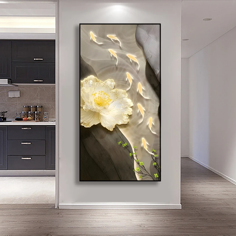 富贵有余玄关奶油风沙发背景墙抽象客厅装饰画餐厅定制现代装饰画