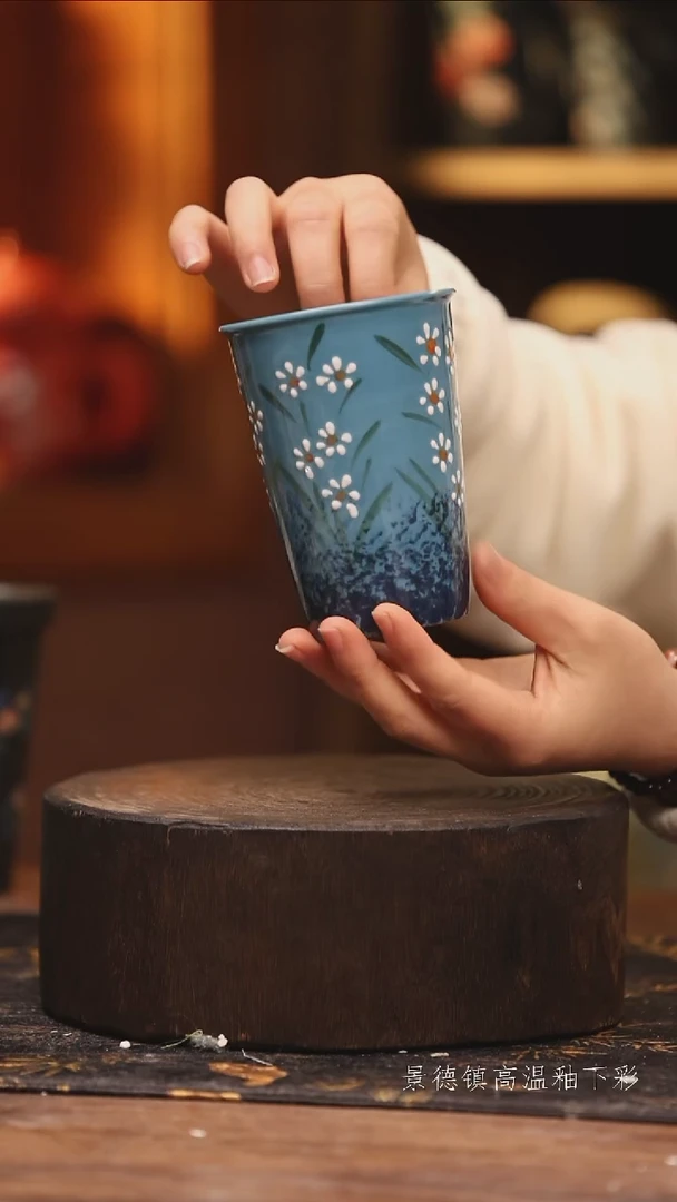 陶瓷景德镇高温釉下手绘陶瓷@L462@
