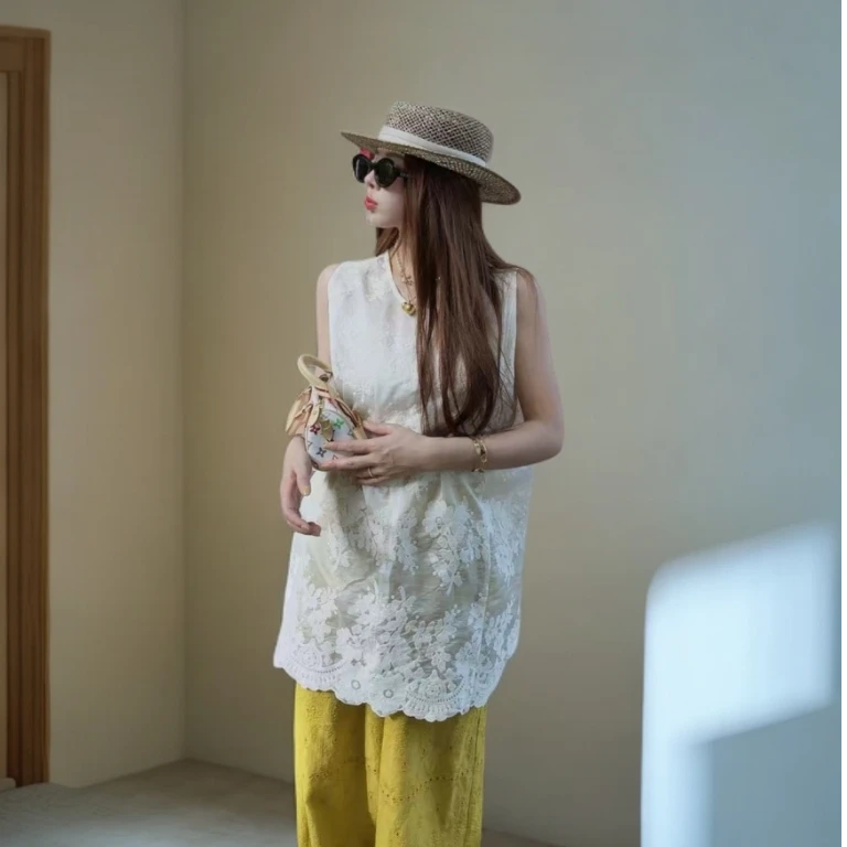 YEER·SHOP【浪漫如丝～】爷儿夏季时尚新款慵懒系百搭蕾丝上衣裤子