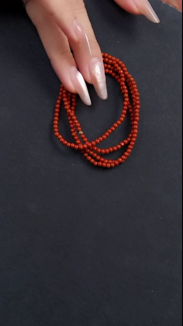【闪购商品】南红玛瑙手串18K金镶嵌天然南红玛瑙多圈手串