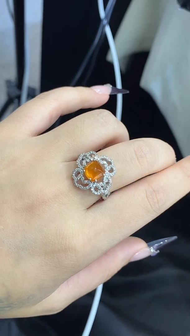 银S925镶嵌戒指定制石榴石楚楚珠宝中古甄选不退换