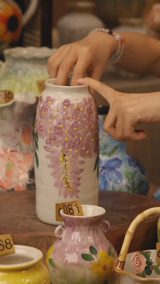 陶瓷0179景德镇设计师手作花器摆件侘寂风