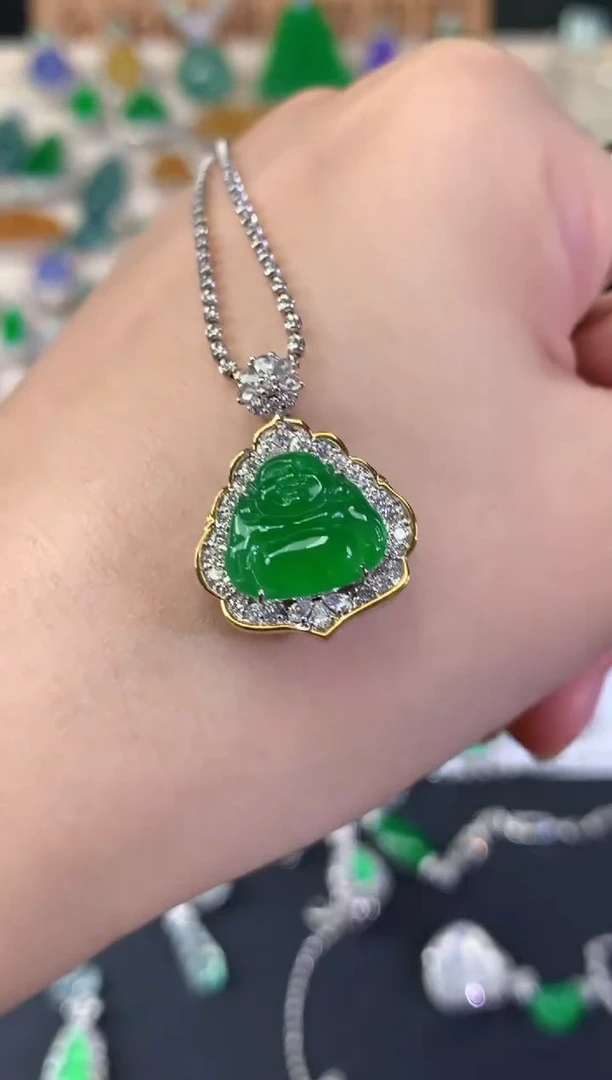 吊坠(不含链)18K金镶嵌翡翠Q316|19800