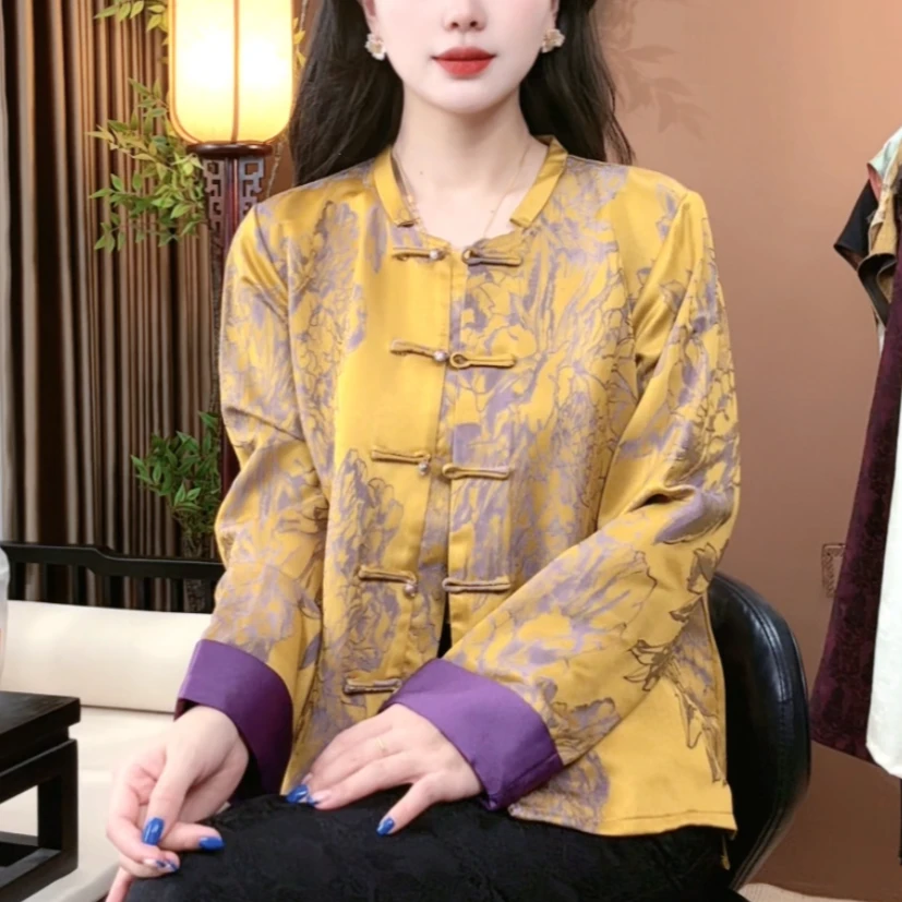 2025秋季新中式桑蚕丝气质外套时尚显瘦百搭中国风外套女S179