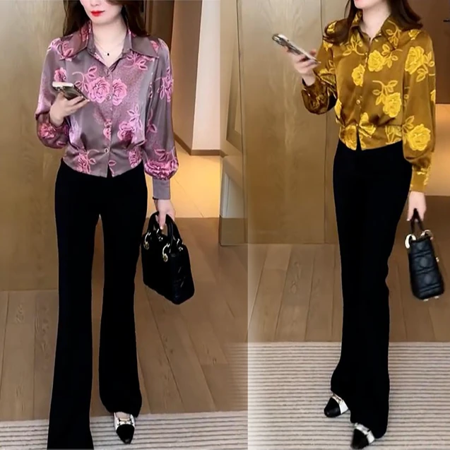 2025春季新款百搭显瘦气质长袖洋气时尚休闲减龄印花宽松上衣