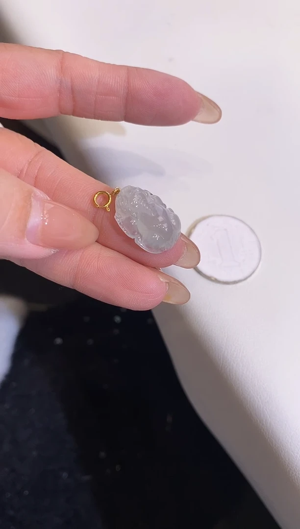 吊坠(不含链)18K金镶嵌翡翠貔貅小滴溜
