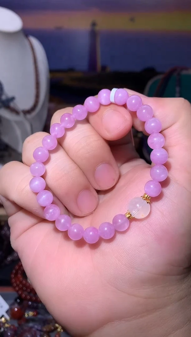 未镶嵌锂辉石手串紫锂辉圆珠手串