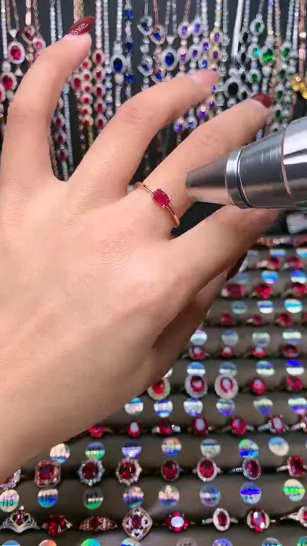 【闪购商品】红宝石戒指银S925镶嵌4.6玫瑰金