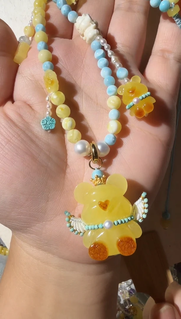 蜜蜡项链未镶嵌蜜蜡小熊项链