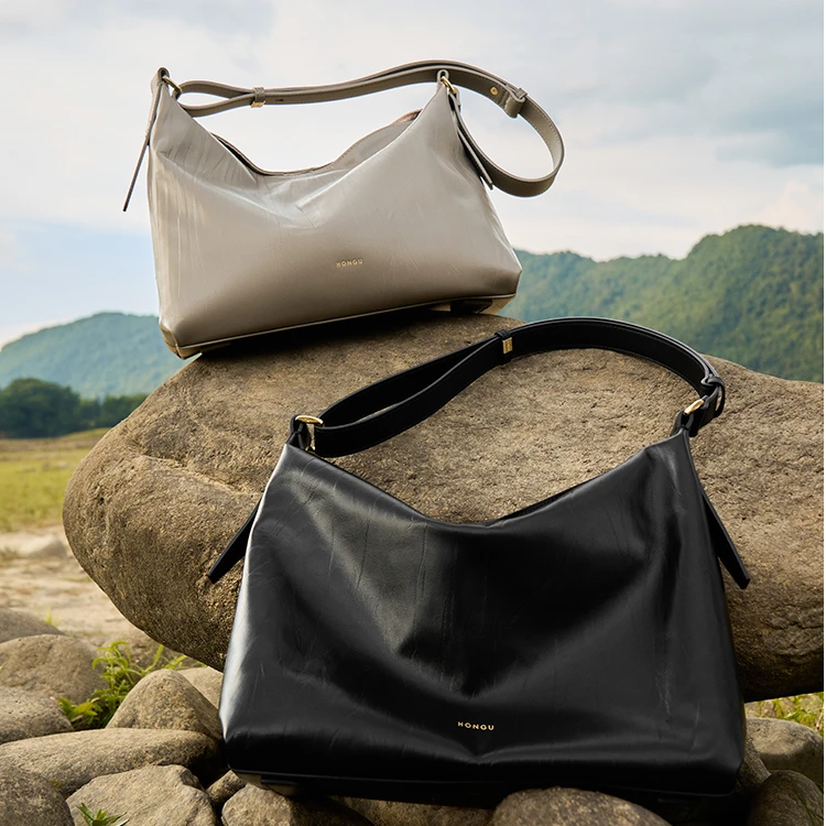 红谷女士大容量单肩腋下包真皮褶皱潮流休闲百搭斜跨包H5155975