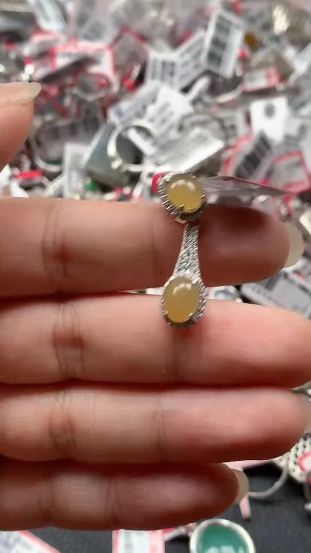 银S925镶嵌戒指翡翠天然A货缅甸翡翠