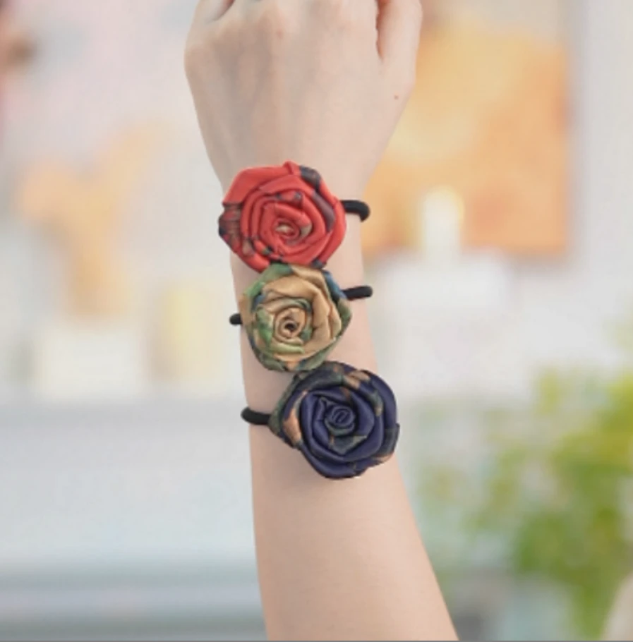 纯手工玫瑰花Z211发绳发圈气质古风甜美简约头绳