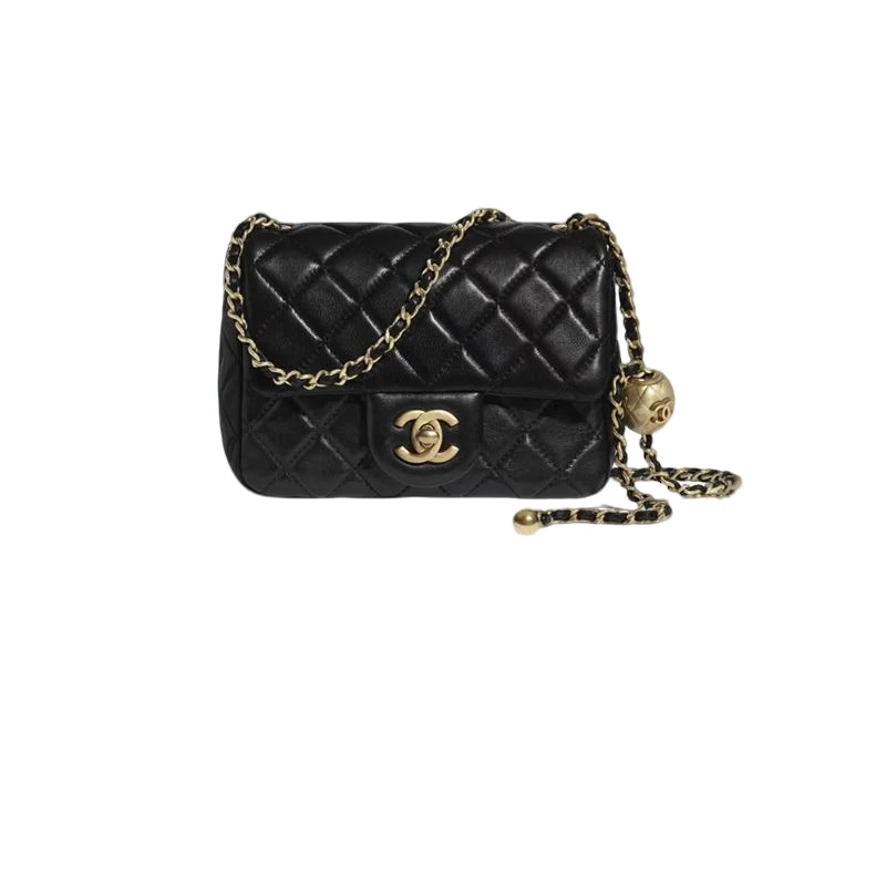 未使用 Chanel/香奈儿 小金球黑色方胖子/大mini链条包