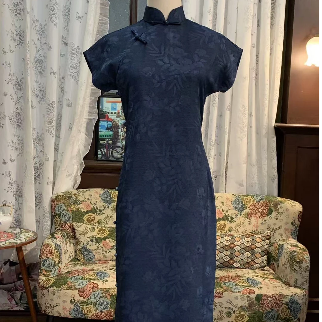 锦笙｜花漾125蓝色全开旗袍女25新款年轻气质高端古法新中式日常