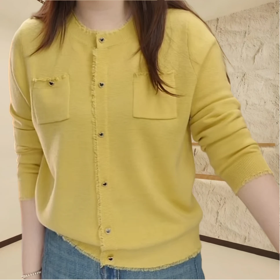 设计感流苏磨毛针织衫2025春季新款上档次气质休闲百搭时尚上衣女