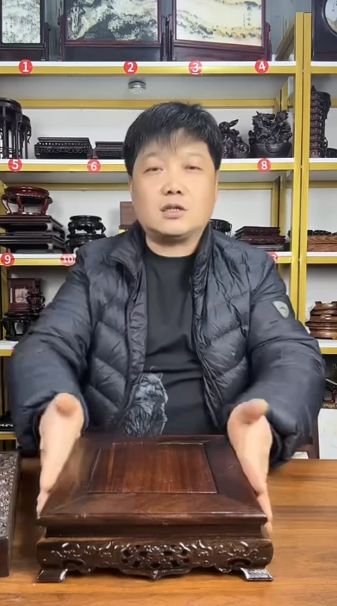 木红**日非洲黑檀正方魏霞底座处理20CM