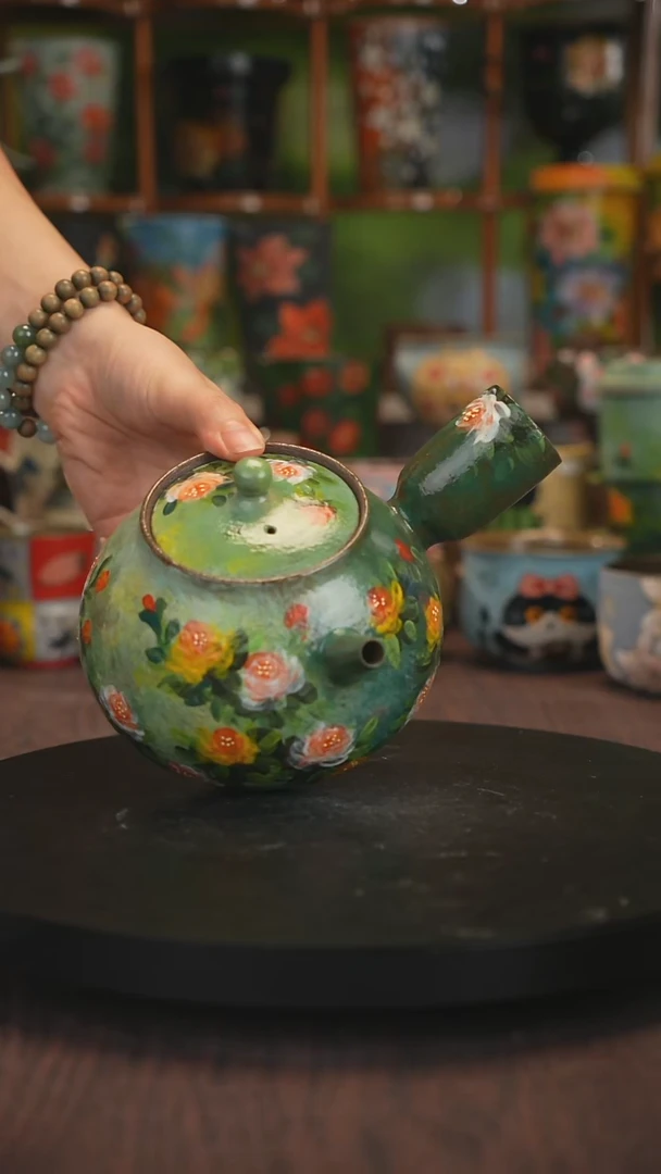 紫砂油画手绘釉下彩