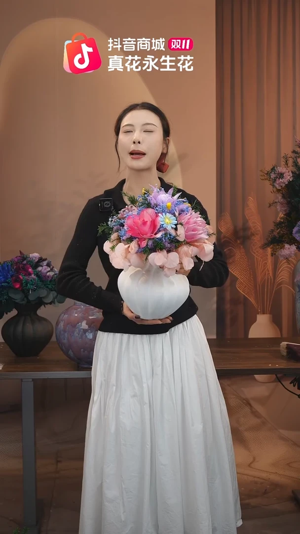 木图片款式：花+花瓶一整套