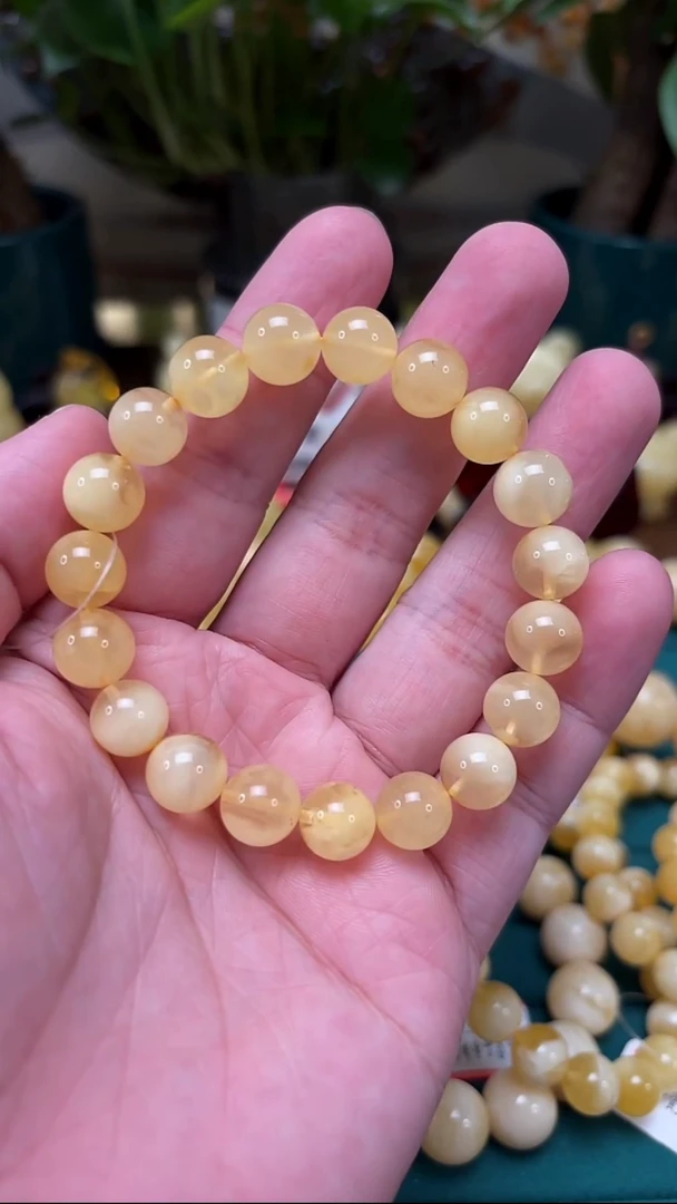手链蜜蜡未镶嵌p45金白蜜蜡手串 11.16克 10mm