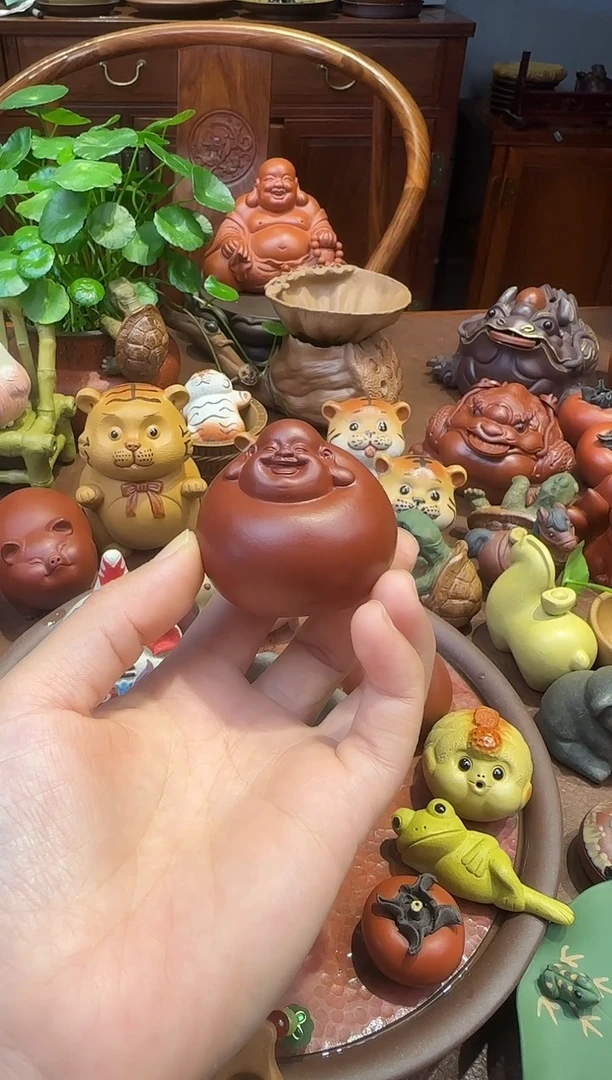 紫砂茶宠朱泥小弥勒
