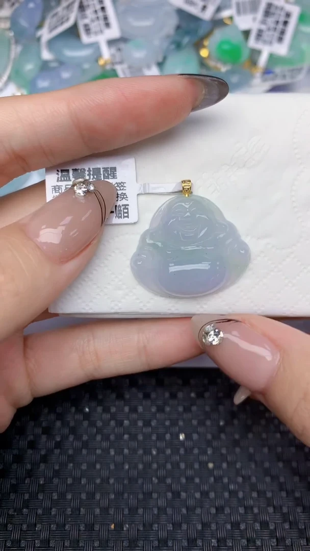 颈饰18K金镶嵌翡翠A货假一赔三支持复检百元以上九元证书费自理