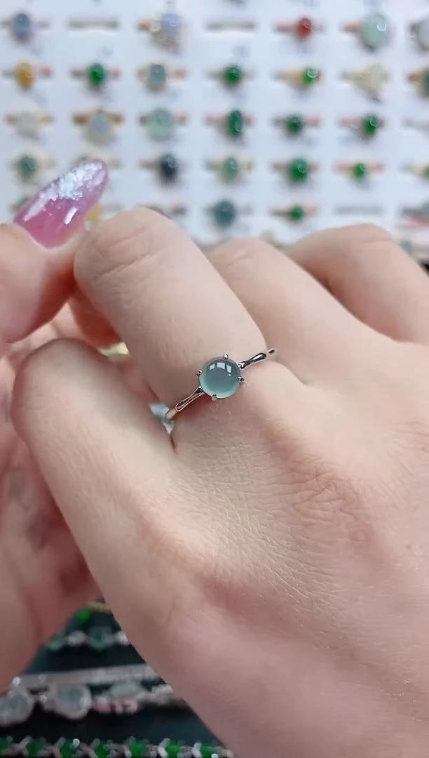 银S925镶嵌戒指翡翠天然翡翠