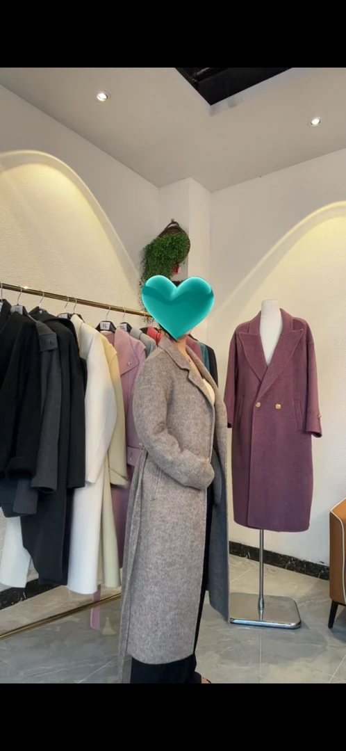 秋新款高级双面加厚大衣女中长款西装领修身显瘦羊毛呢子外套