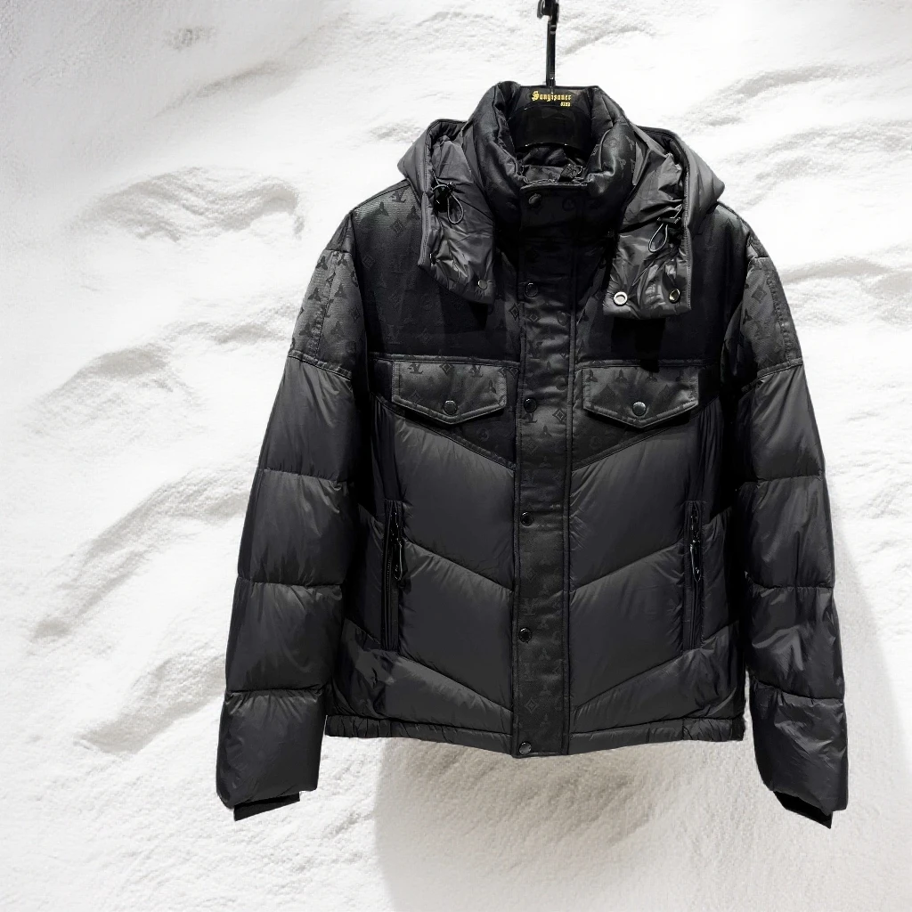 宾斯洛特羽绒服潮牌时尚拼接连帽白鸭绒外套男装冬季保暖加厚外衣