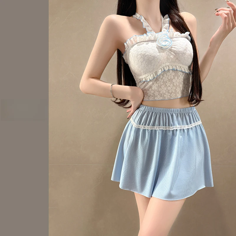 泳衣女款分体三件套甜美超仙新款ins纯欲风比基尼泳衣度假泡温泉