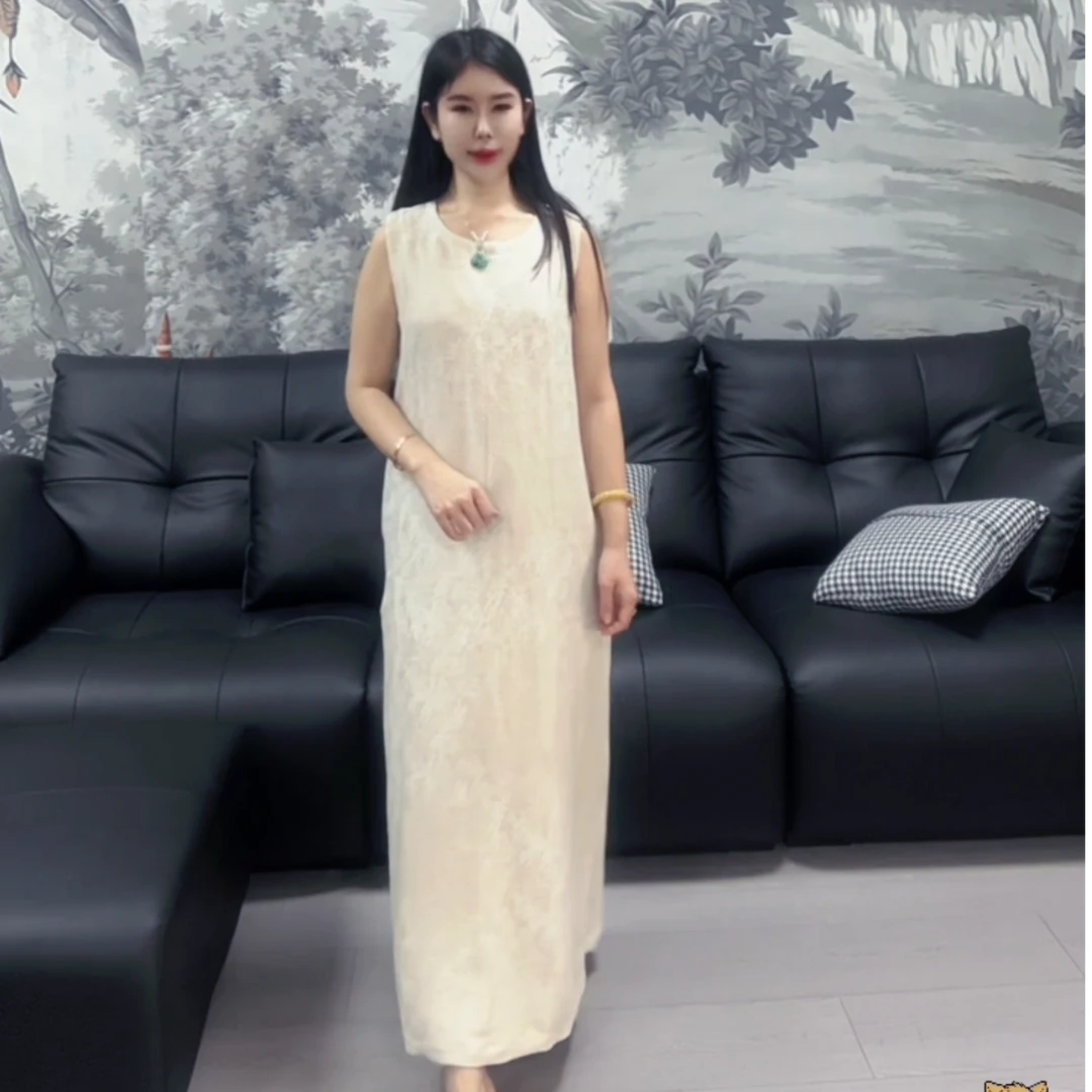 【福宝推荐】 高端轻奢亚麻桑蚕丝休闲百搭长裙（加长）